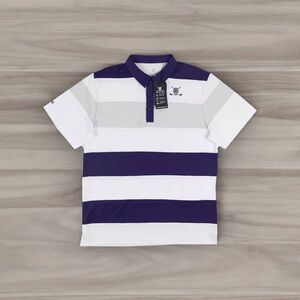 NWT CHUCO GOLF Equus Purple white gray rugby style polo‎ size Large skull logo